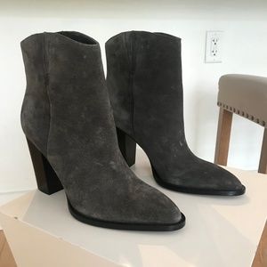 Vince Suede Grey Heeled Booties Size 8